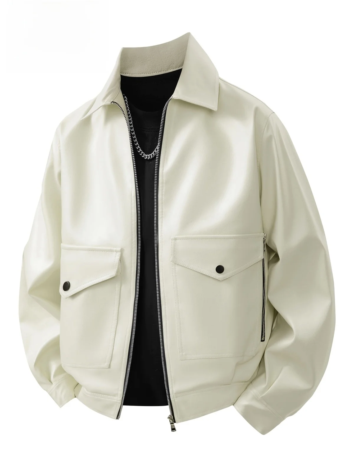 

Spirit Men's Leather Jaet Trendy Haome Collared Jaet Large Size American Sle Windproof Outerwear for Autumn Winter