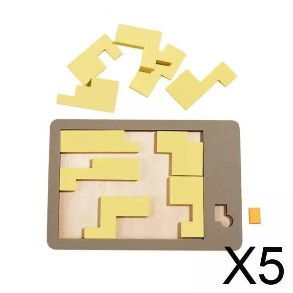 

5xKids Tangram Educational Toys, Wooden Geometric Shape Jigsaw Puzzles Board, Geometric Shapes Blocks Pattern Blocks