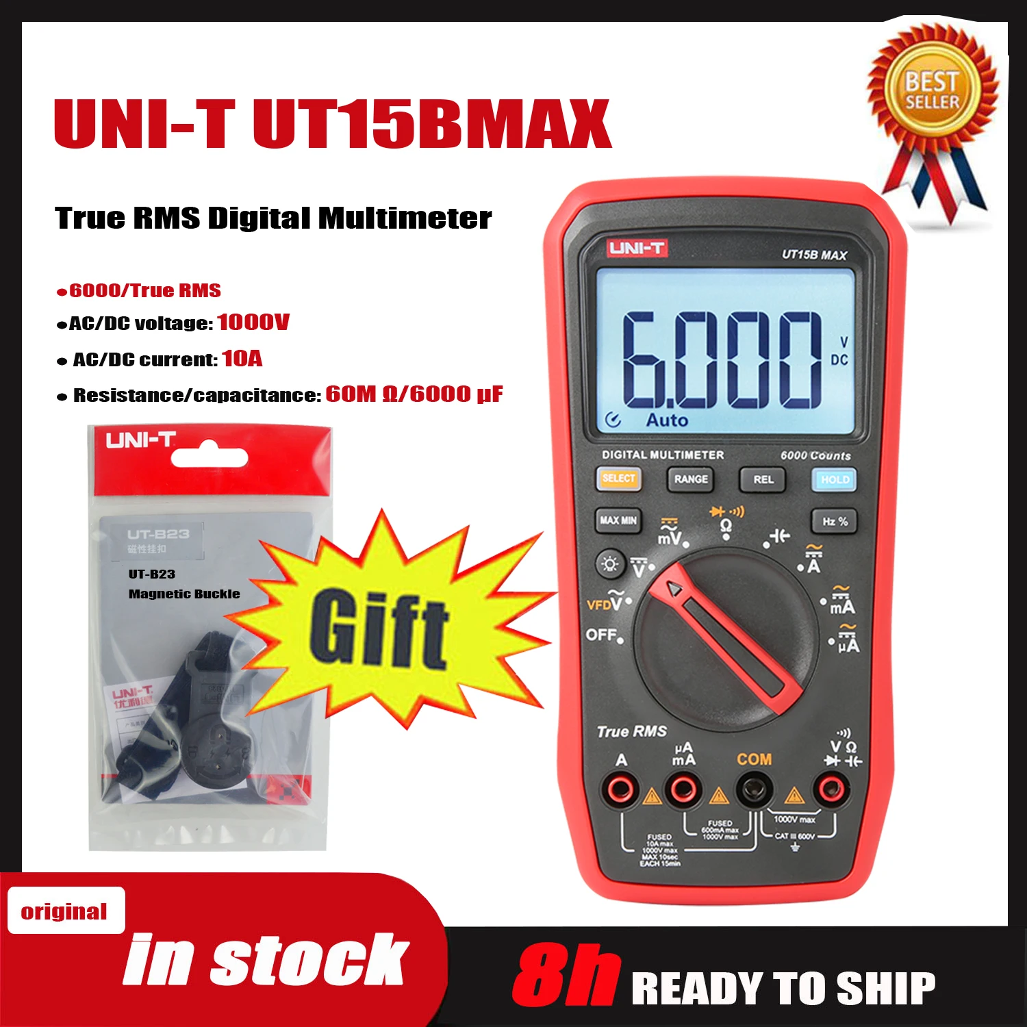 Multímetro Uni-t-digital Ut15b Max Ut17b Max Ut18b Max True Rms Voltímetro Amperímetro Testador de Capacitância Vfd Substituir Fluke 17b Max