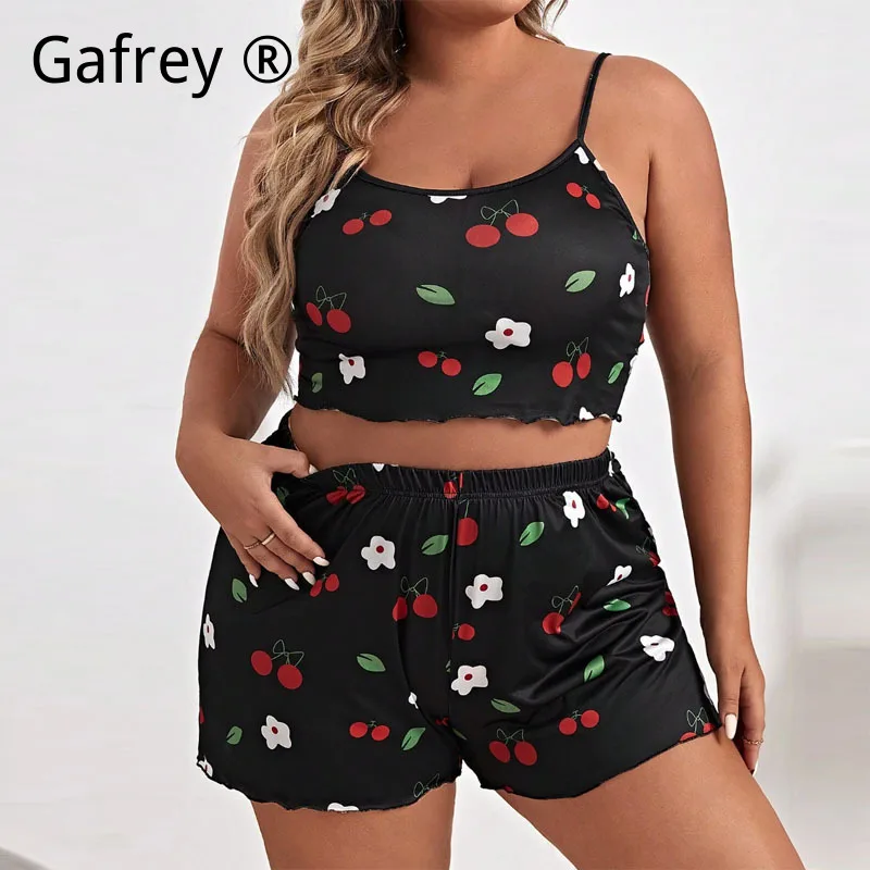 Plus Size 1XL 2XL 3XL 4XL 5XL Women Printed Camisole Loungewear Sleeveless Nightwear Soft Casual Sleepwear For Ladies