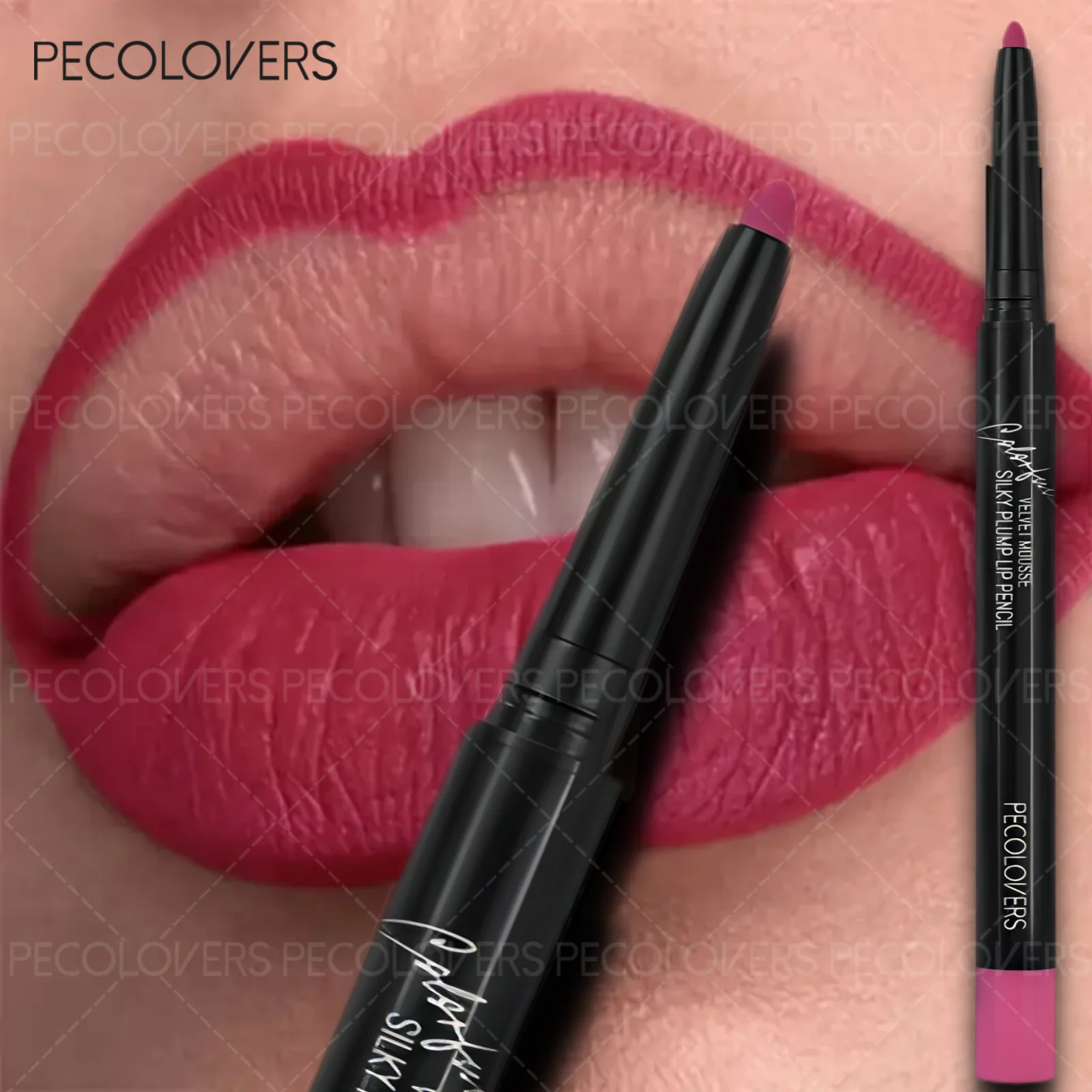 ベルベットマットリップライナーヌードパープルシルキーリップグロスアウトライン防水セクシーレッド非退色防水メイクアップリップライナーペン