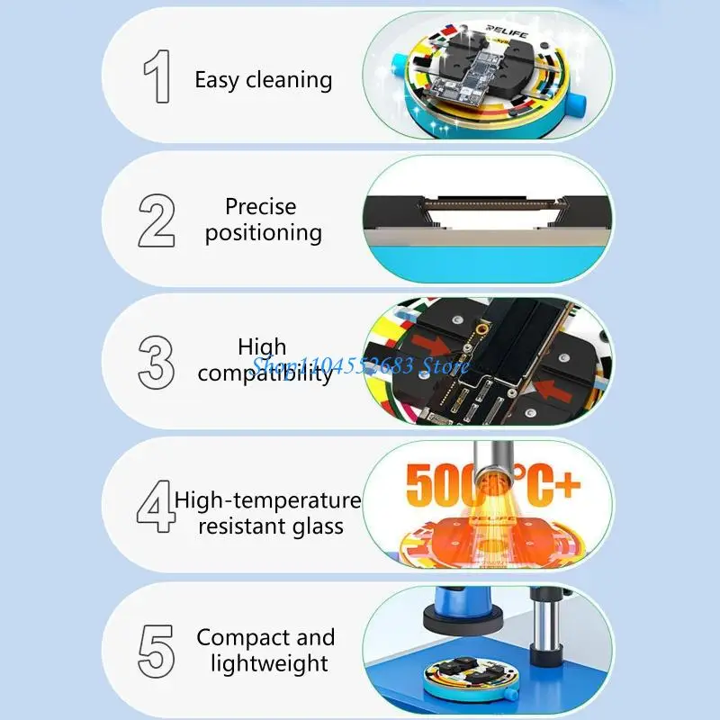 Rotating Circular Clamp Tempered Insulated Glass Fixtures Phone Motherboards Repair Removal Fixture Accessories 
