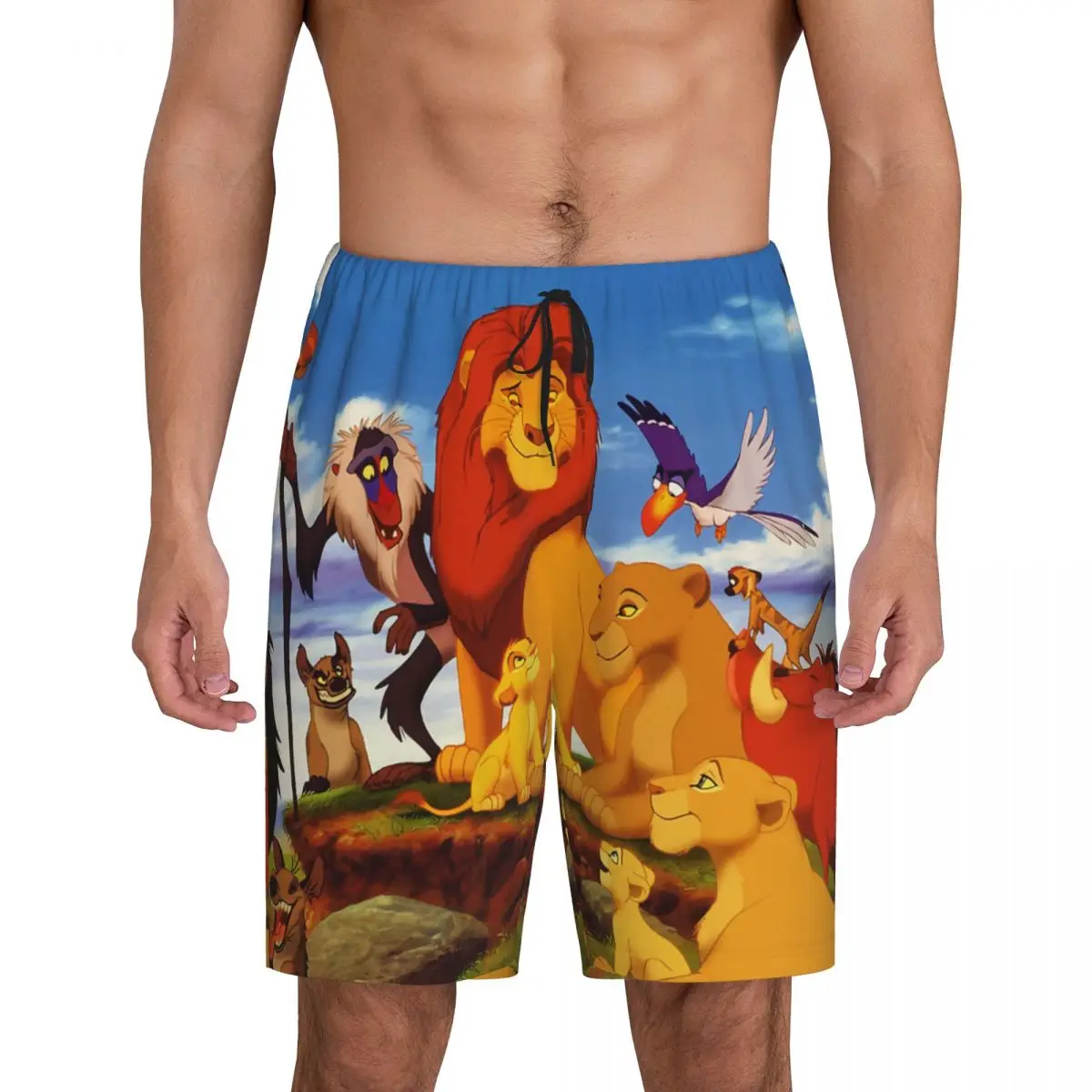 Benutzer definierte Druck simba der König Löwe Animation Pyjama Shorts Männer Nachtwäsche Hosen schlafen kurze pjs mit Taschen