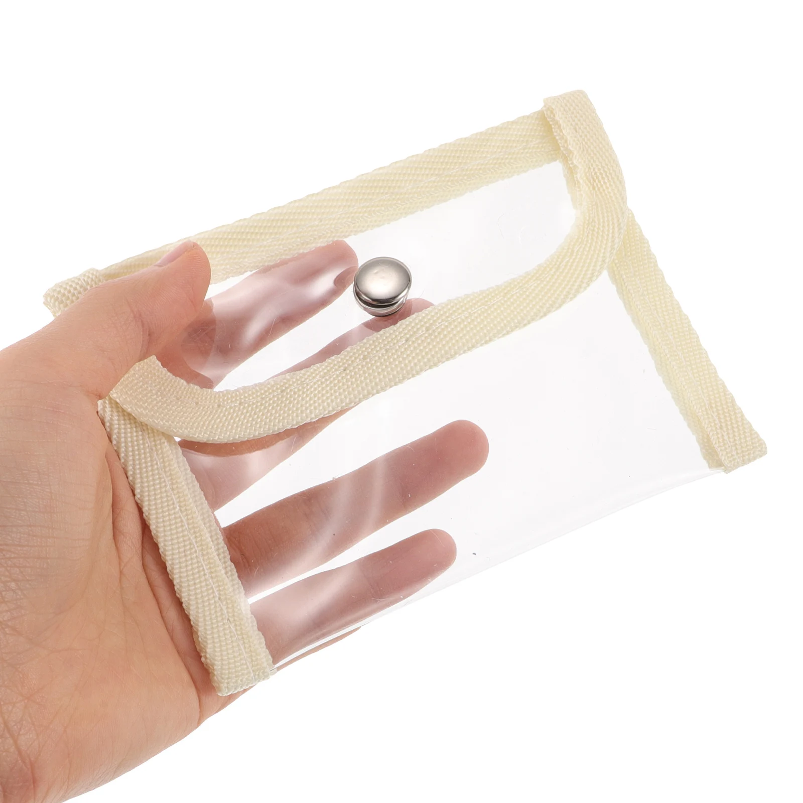 

2pcs Toiletry Carry Pouch Waterproof Snap Button Clear Bag Portable Storage Pencil Pen Bag for Bathroom Organizing Essentials