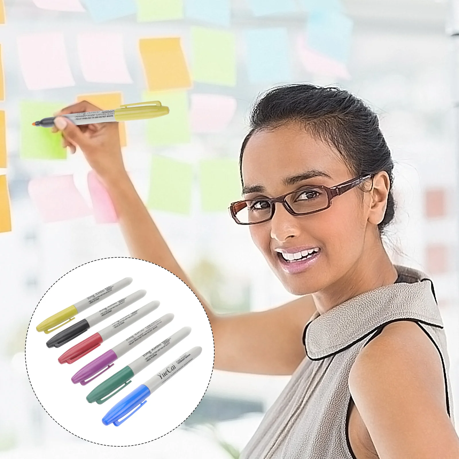 

6 шт. маркеры для дизайна кожи, быстросохнущие яркие цвета, неразмерные гладкие чернила для аксессуаров для татуировок, рисования и офисного использования