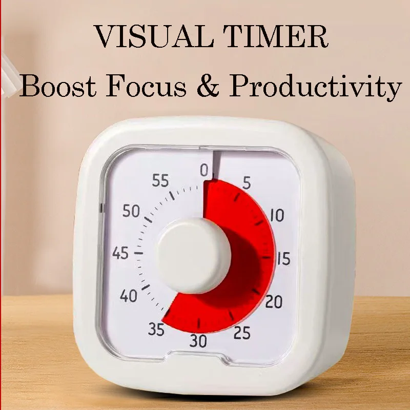 Visual Timer for Kids 60 Min Silent Countdown Clock Time Management Tool for Study Focus ADHD Classroom Kitchen Gadget