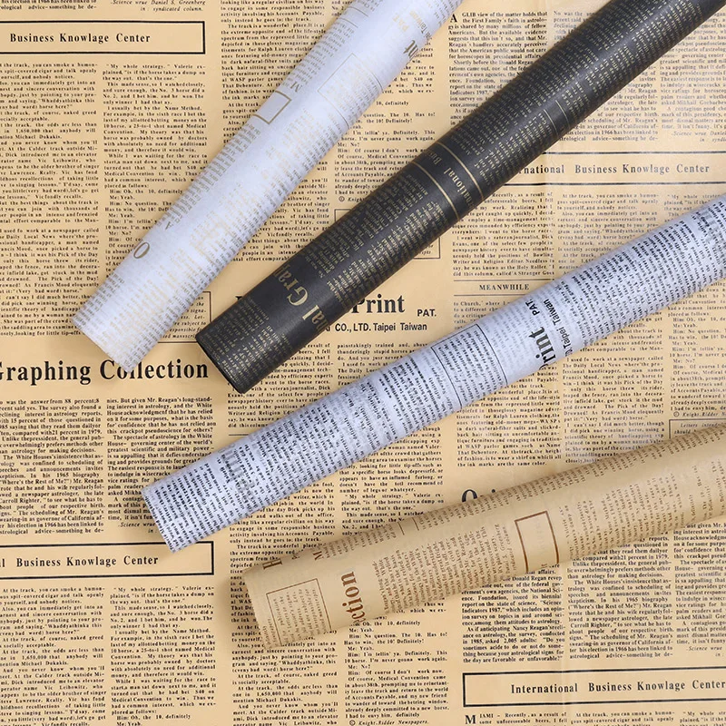 

20pcs Vintage English Newspaper Kraft Paper Tissue Bouquet Gift Wrapping DIY Handmade Flowers Gift Wrapping Material