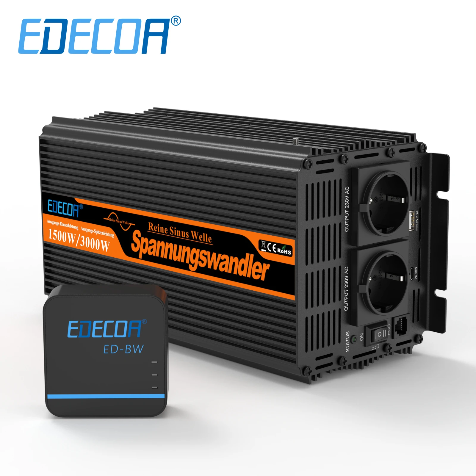 Edecoa 1500W 2000W 2500W 3500W 12V A 220V 230V Fuera De La Red Inversor De Onda Sinusoidal Pura Inversor De Coche Transformador Convertidor De Voltaje — -38%, 138.33€ Coupon, from 225.69€ – 38% descuento – €225.69