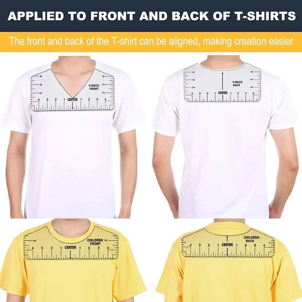 

DTF Aligner Rulers T Shirt Center Align Printing Tshirt Neck Ruler Guide for Adult Youth Toddler Sewing Alignment Measure Tools