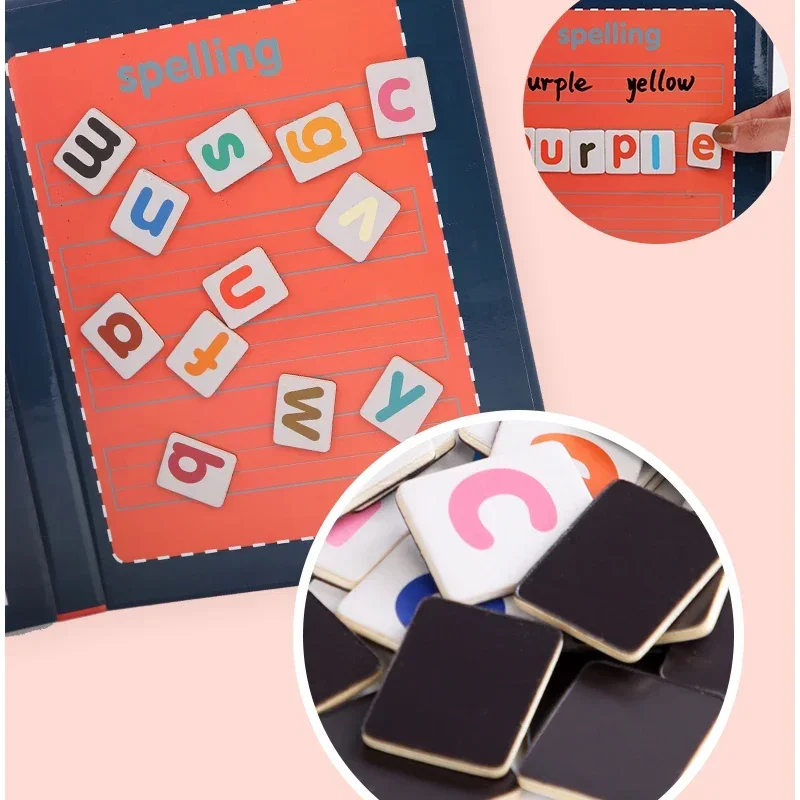 Libri di parole per ortografia magnetica per bambini Gioco Montessori per bambini Apprendimento educativo Scrittura inglese Sussidi didattici Alfabeto Giocattoli in legno