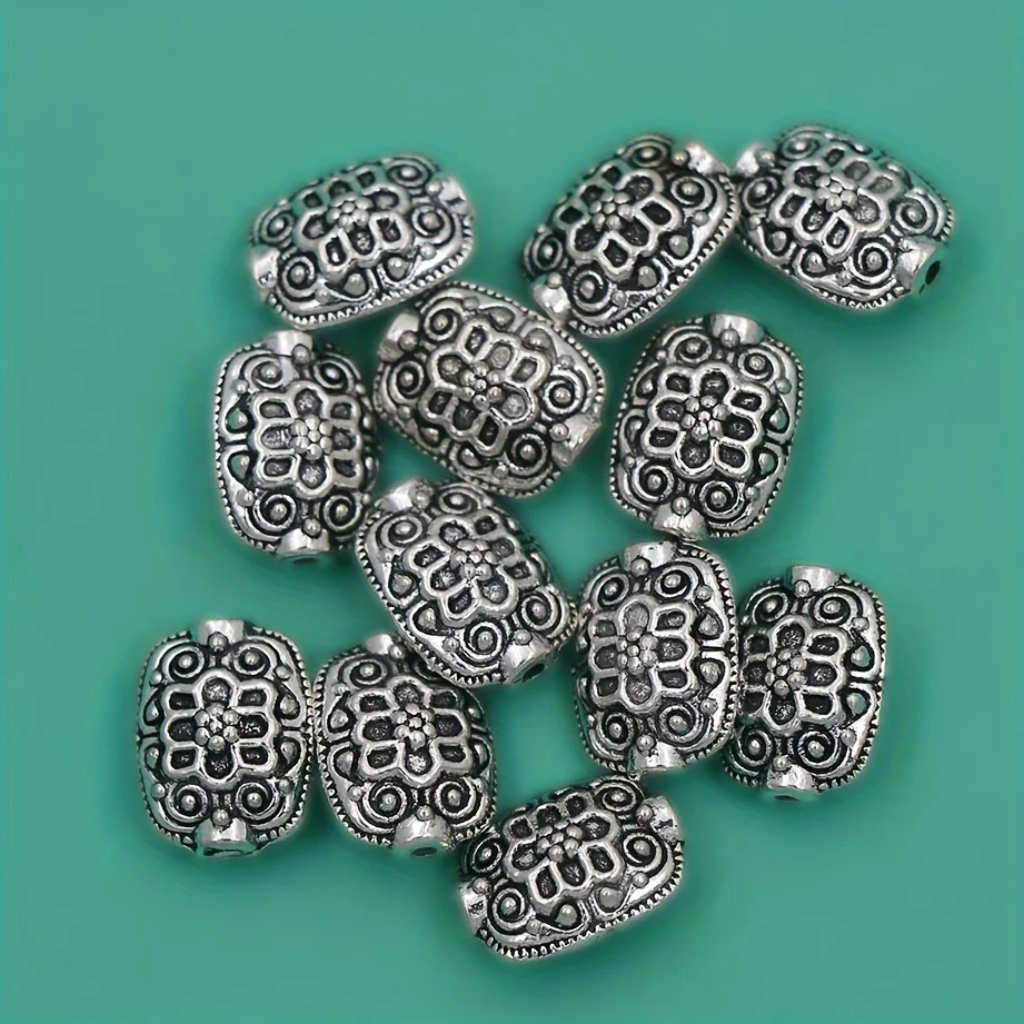 10pcs 13mm Antique Silvery Filigree Flat Alloy Spacer Loose Beads Jewelry Jewelry Making DIY L599