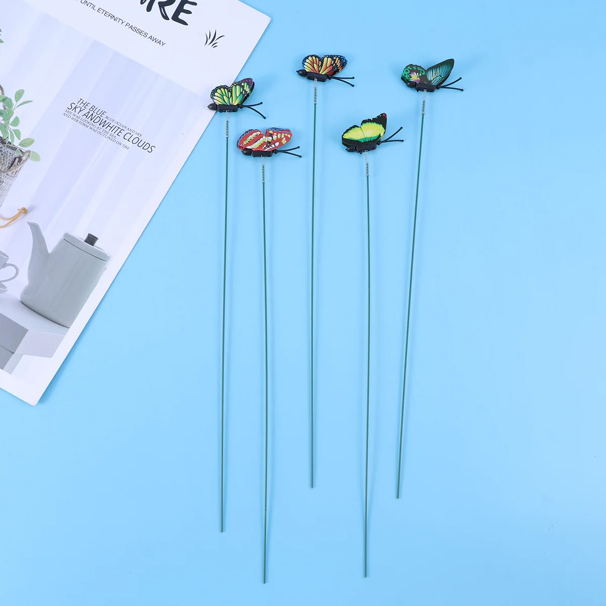 

50pcs PVC Garden Butterfly Decor Home Store Grassland Wire Stems Clip Magnet Curtain Security Door Refrigerator Accessories