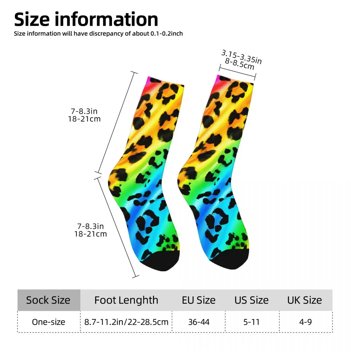 Rainbow Leopard Socks Autumn Stockings Trendy Men's Soft Breathable Socks Pattern Outdoor Sports Anti Slip Socks