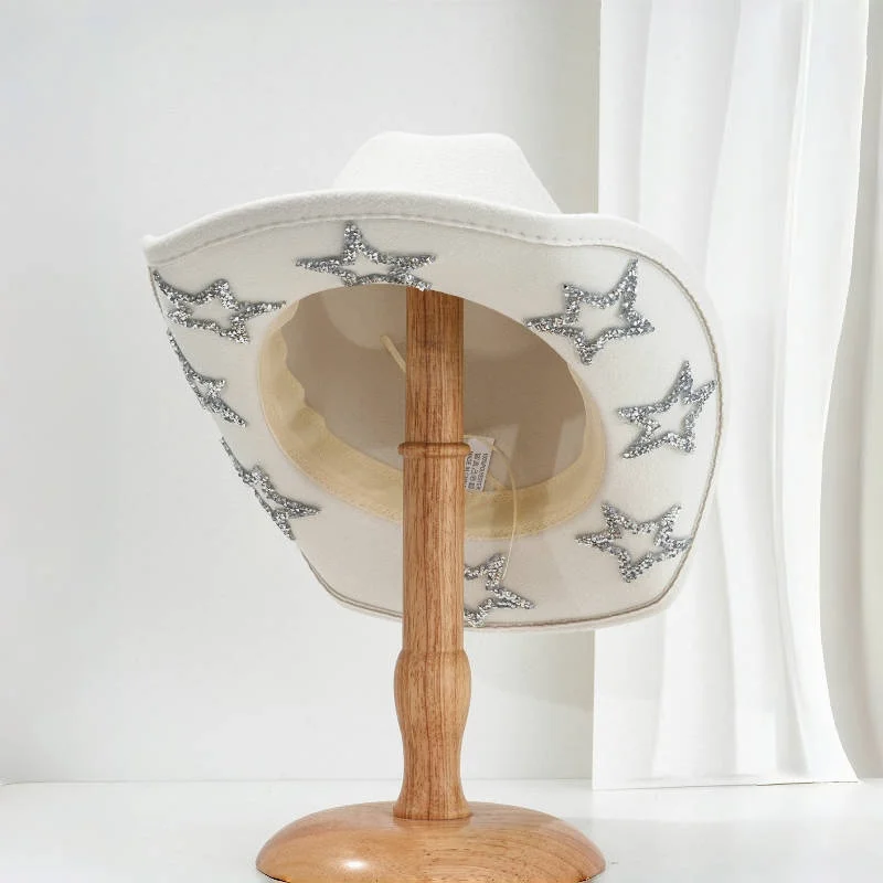 Rhinestone Cowboy Hat Straw Western Hat for Women Men Cowgirl Party Beach Vintage Cowboy Accessories Festival Rave Country Music