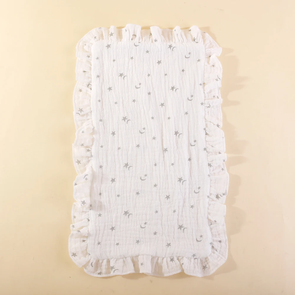 Boho Moon Star Printed Ruffle Shoulder Rag Burp Pad 100% Cotton Infant Ruffle Burp Cloth For Babies