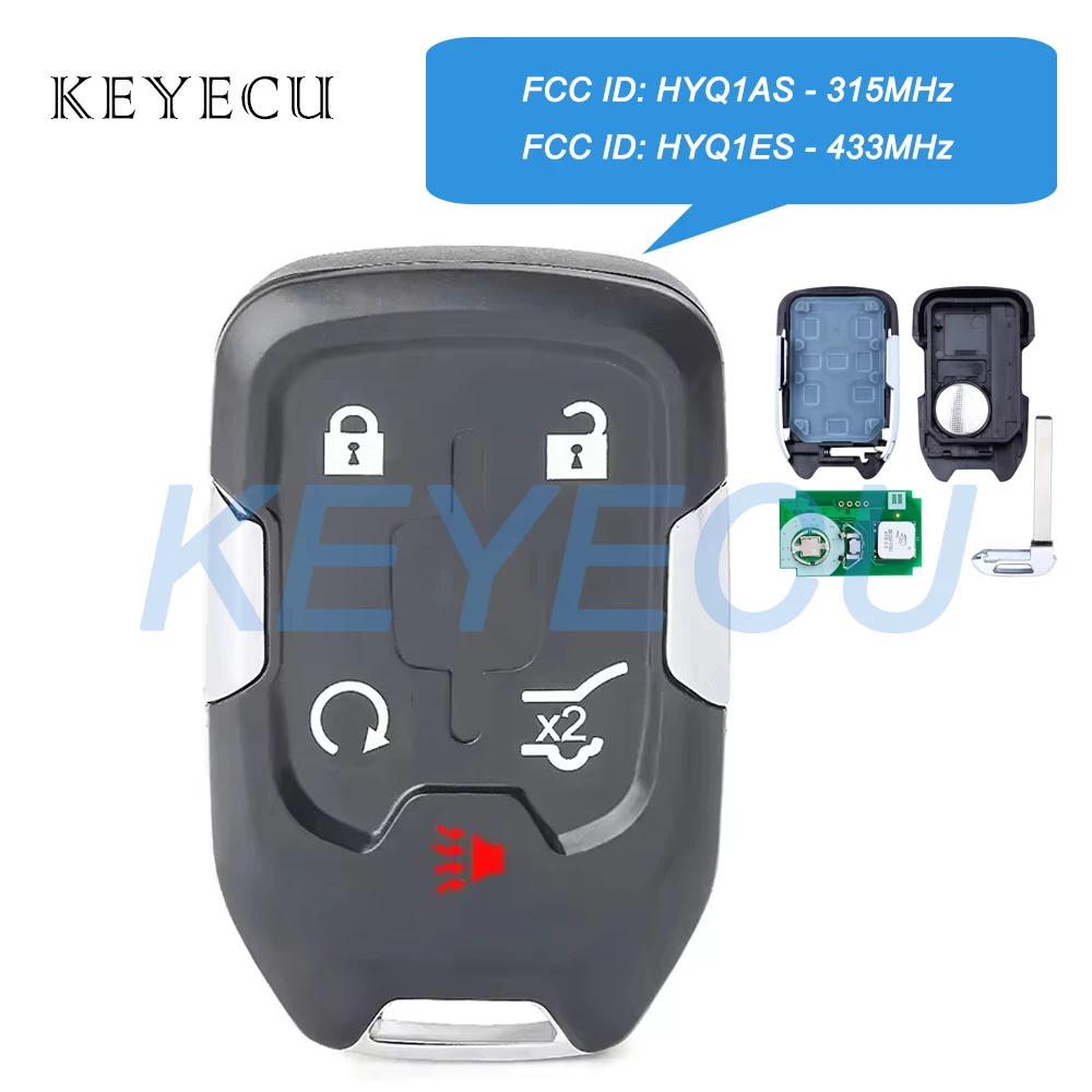 Keyecu HYQ1AS 315MHz, HYQ1ES 433MHz ID46 Chip Smart Remote Car Key Fob Replacement for GMC Acadia Terrain 2021 2022 2023 2024