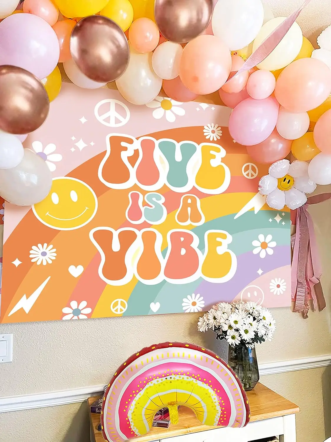 Laventy 78 PCS Five is Vibe Party Decoration Backdrop Five is Vibe Birthday Decoration Five is Vibe Balloons