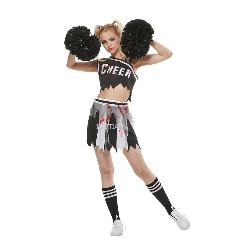 

Halloween Costume For Adult Women's Scary Zombie Cheerleaders Sexy Blood Fancy Dress Cosplay Carnival Easter Purim Fancy Dress