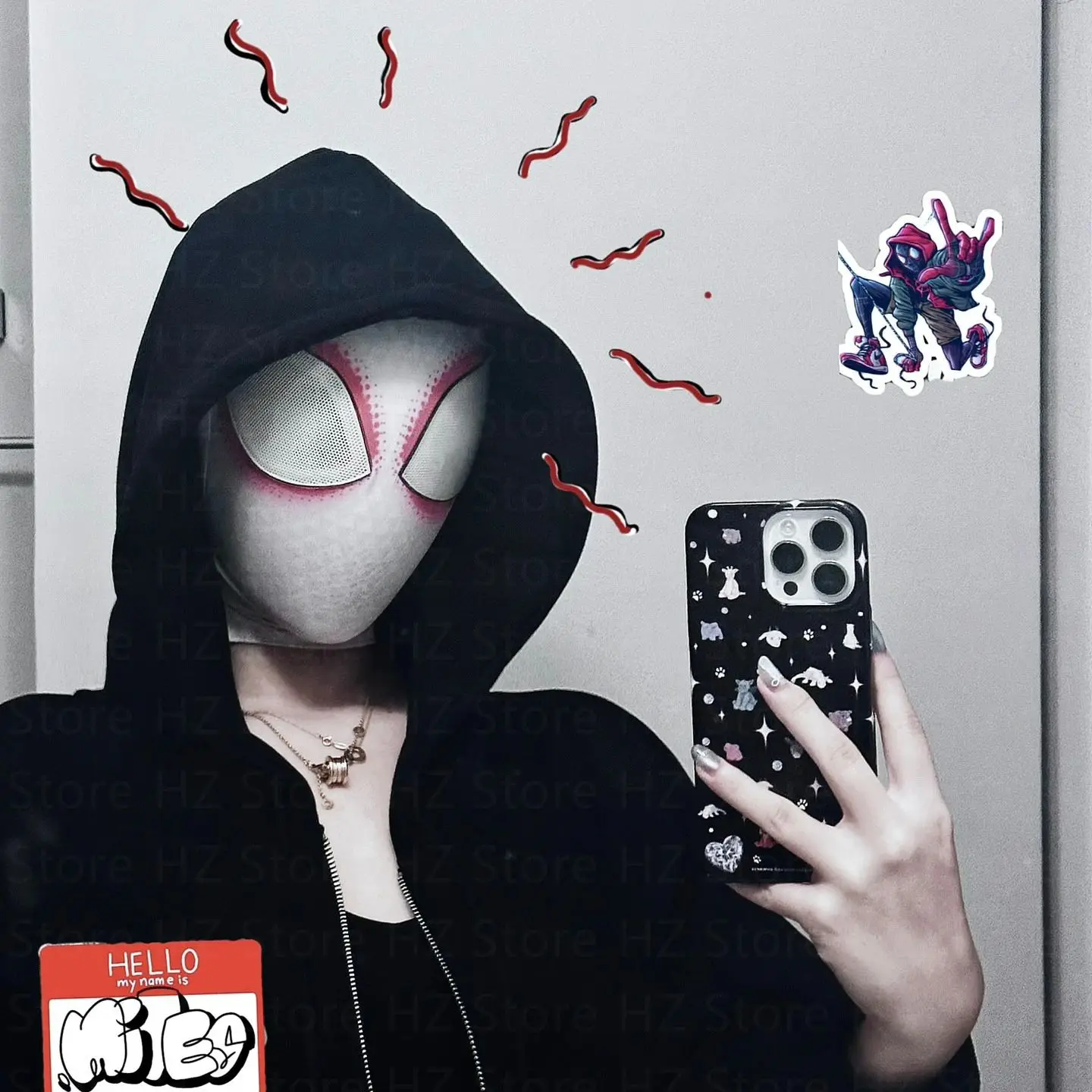 Mar-vel Customized Gwen Cosplay Mask Spiderman Mask Gwen Stacy Cosplay Mask Across The SpiderVerse Wearable Movie Prop Replica