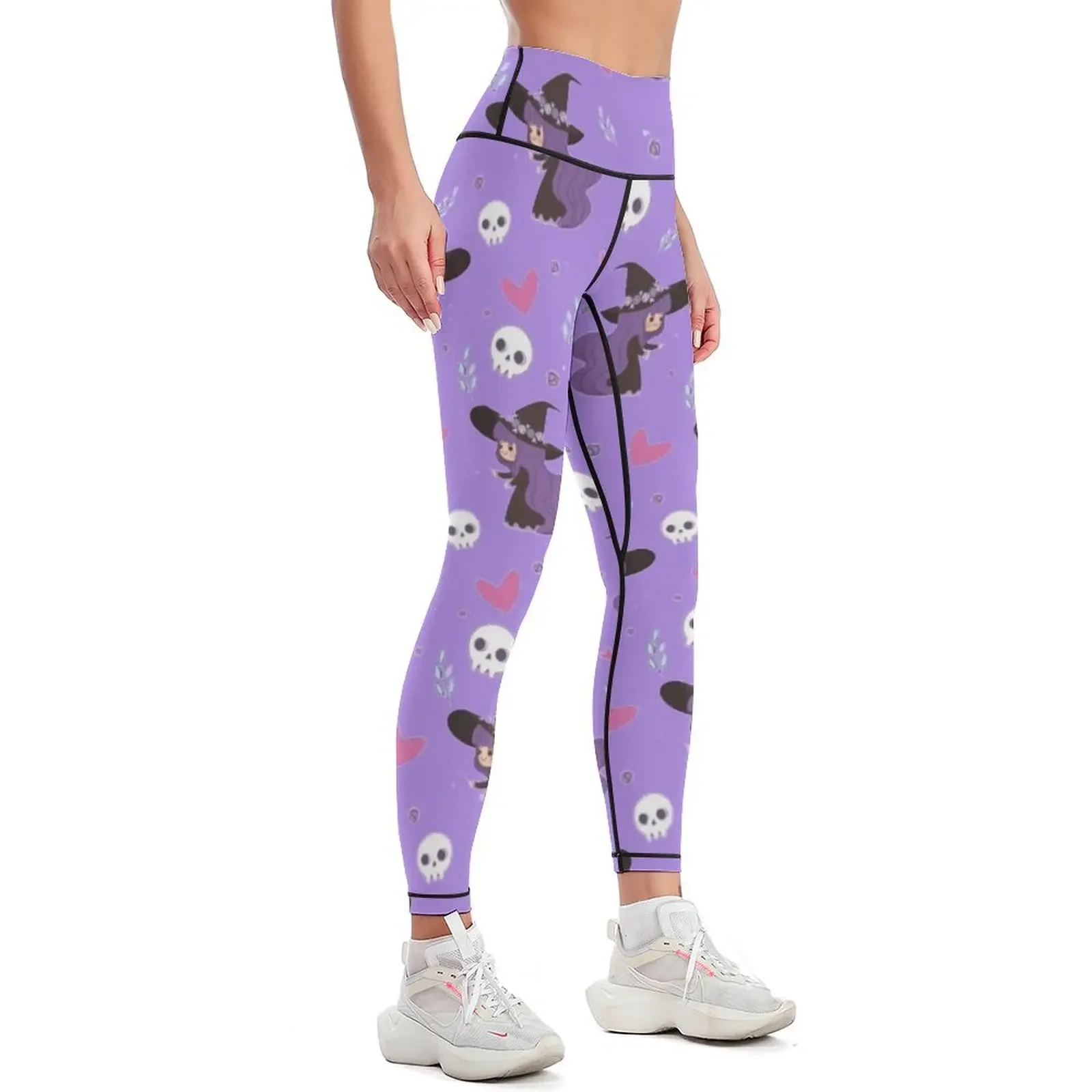Halloween Cute Witches And Skulls Pattern Leggings Golf wear active wear sports for flared Womens Leggings