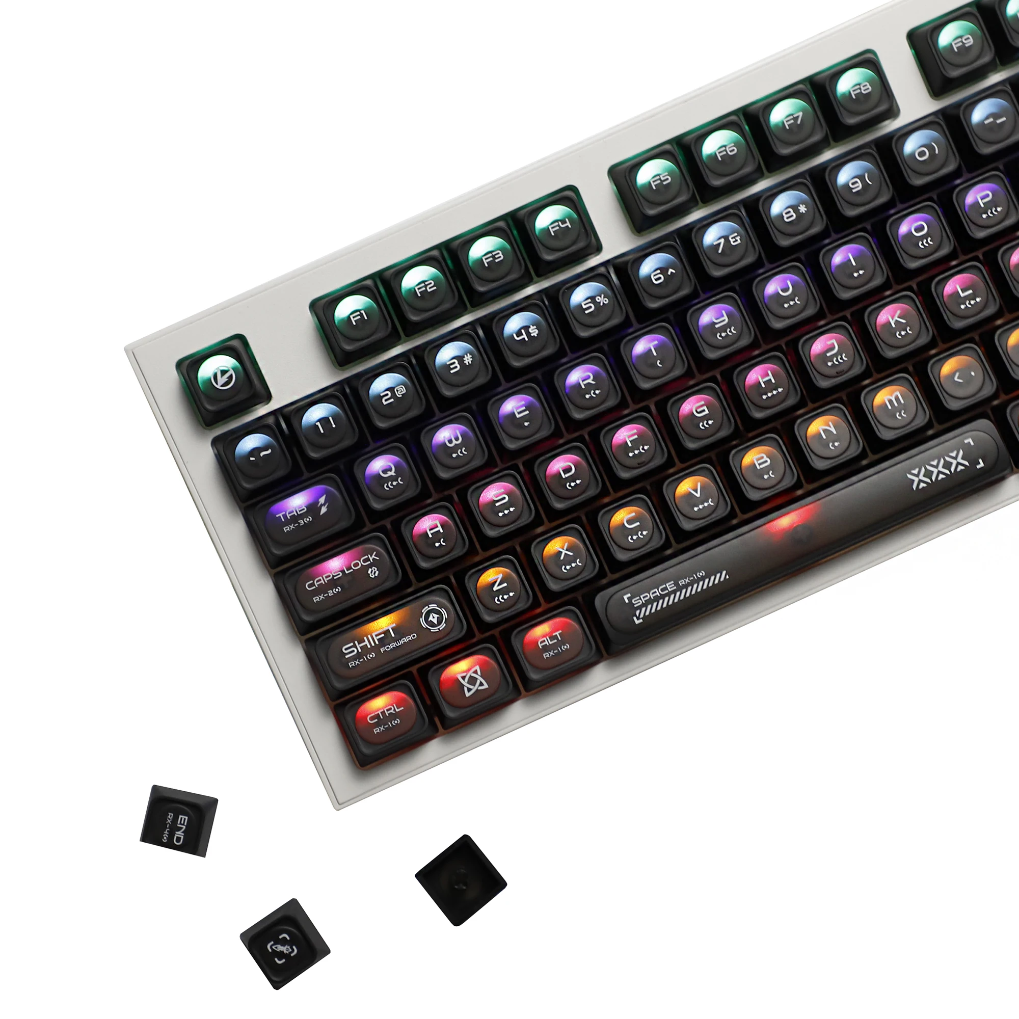 

YMDK 136 Key Cat Eye Stone Matte Theme MAX Profile Shine Through Top Print PBT PC Custom Keycaps for MX Mechanical Keyboard