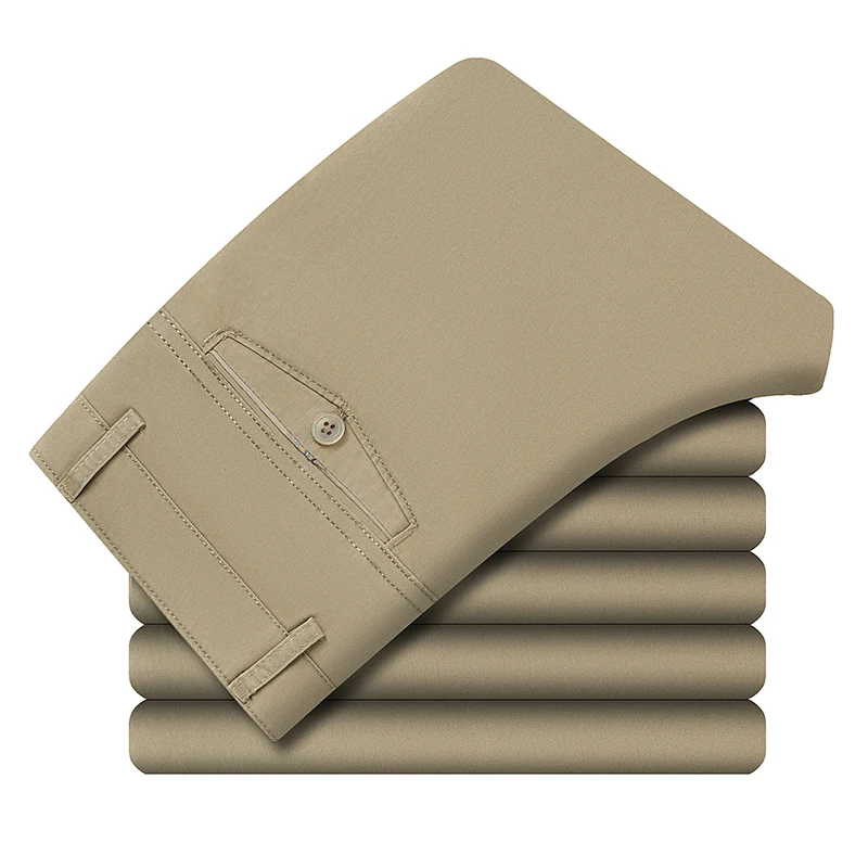 Premium Baumwoll-Bürohosen für Herren Bügelfrei Pflegeleichter Stoff Gürtelkompatibles Design Tägliche Casual-Event Lange Hosen – Detail 4