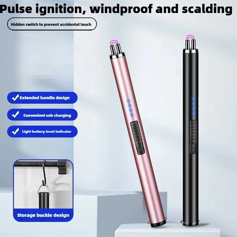 

2025 Smart USB Rechargeable Electric Lighter with Safety Lock Windproof and Flameless for Candle BBQ Camping Kitchen Accessories