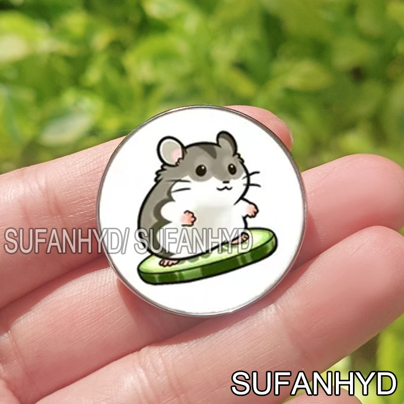 1 Pcs Stainless Steel Cute Guinea Pig Brooch Women Lovely Hamster Glass Cabochon Badge Cartoon Mouse Pins for Girls