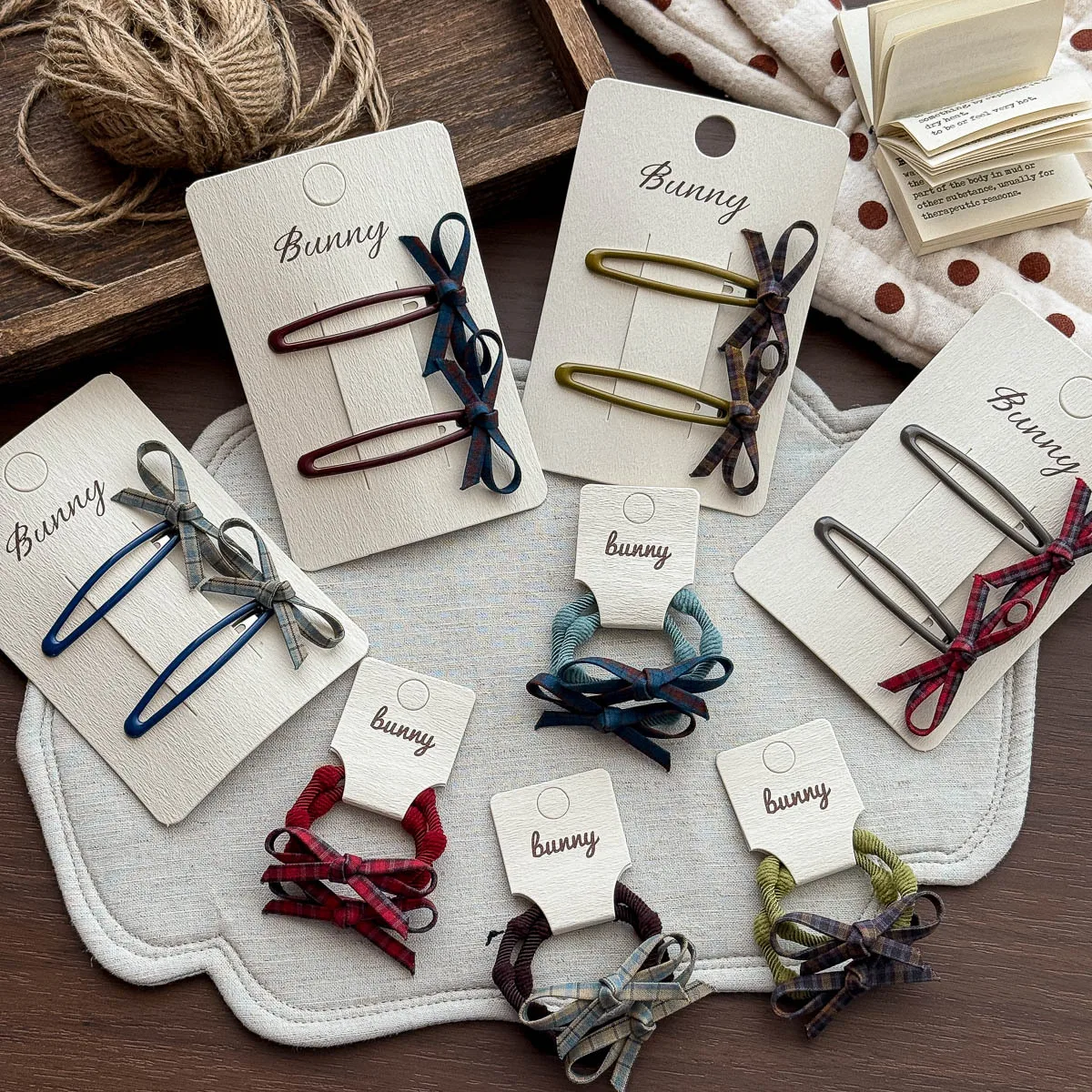 Hair Scrunchies Retro Plaid Bow Pattern Premium Soft Fabric Girls Hair Accessories No Hurt Hair for Side Bangs Versatile