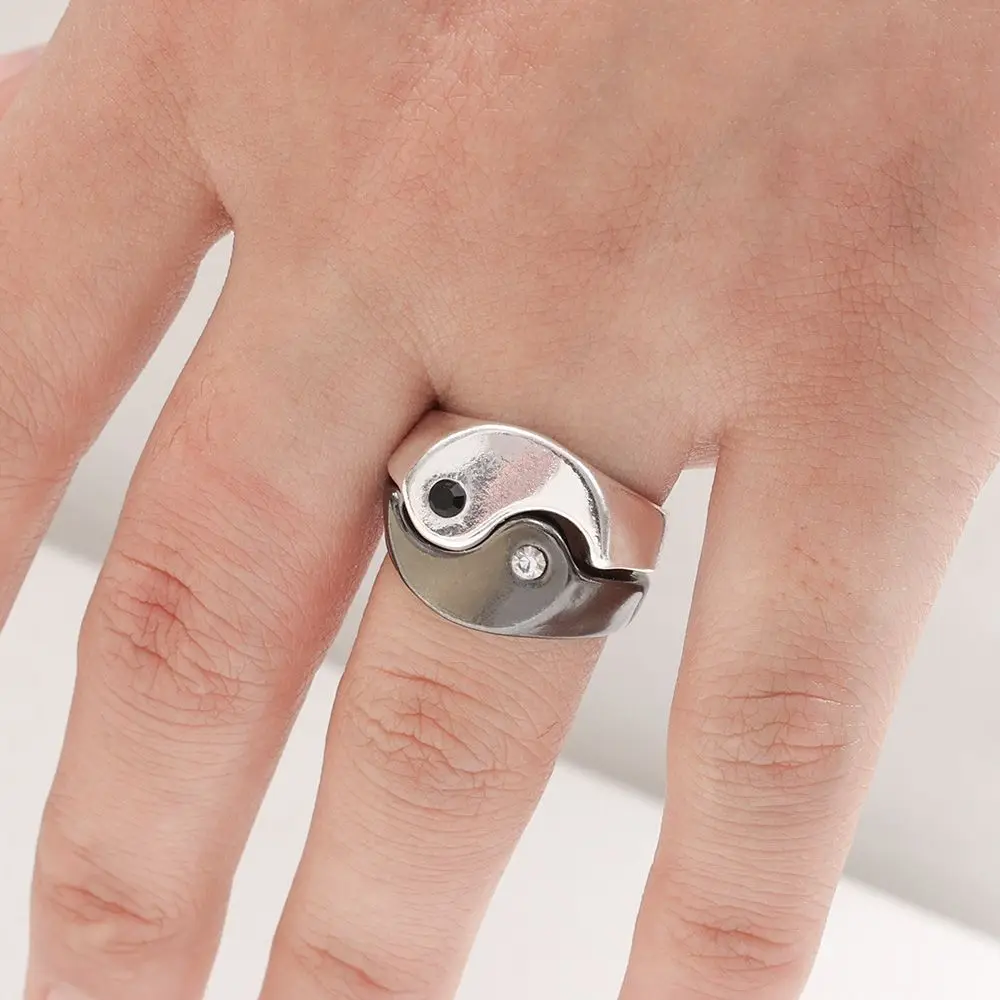 Significativo Yin Yang Gossip Lover regalo de aniversario personalidad aleación pareja anillos hombres hebilla de dedo mujeres accesorios de joyería