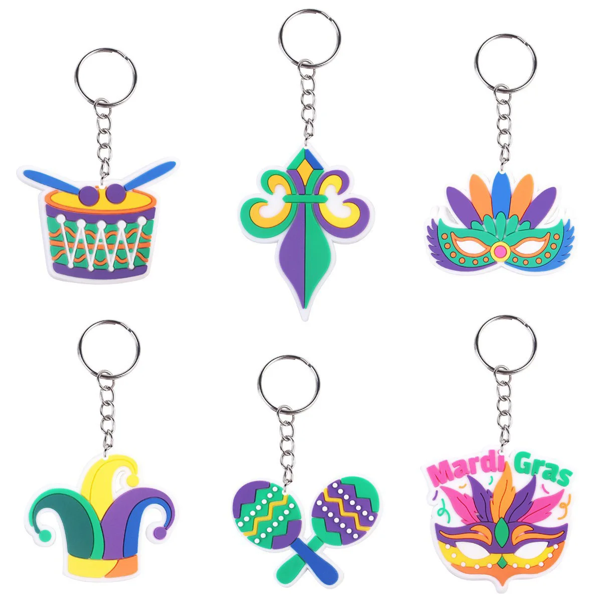 

6 шт. милых мультяшных брелоков из серии «Карнавал», из ПВХ, аксессуары для рюкзаков, маленькие подвески, подходят для подарка девочкам