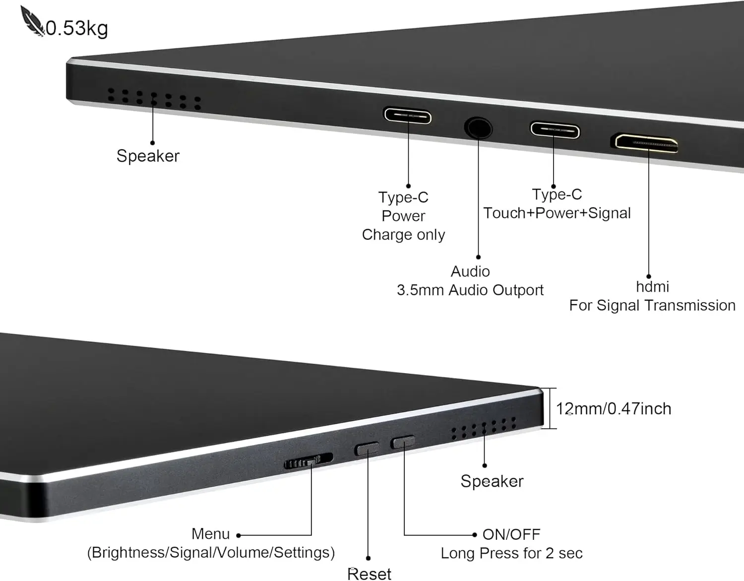 Portable Monitor 9 inch 2K 2560*1600 IPS Touch Screen 73% NTSC USB C HDMI Computer Laptop LCD Monitor for MacBook Phone Xbox PS5