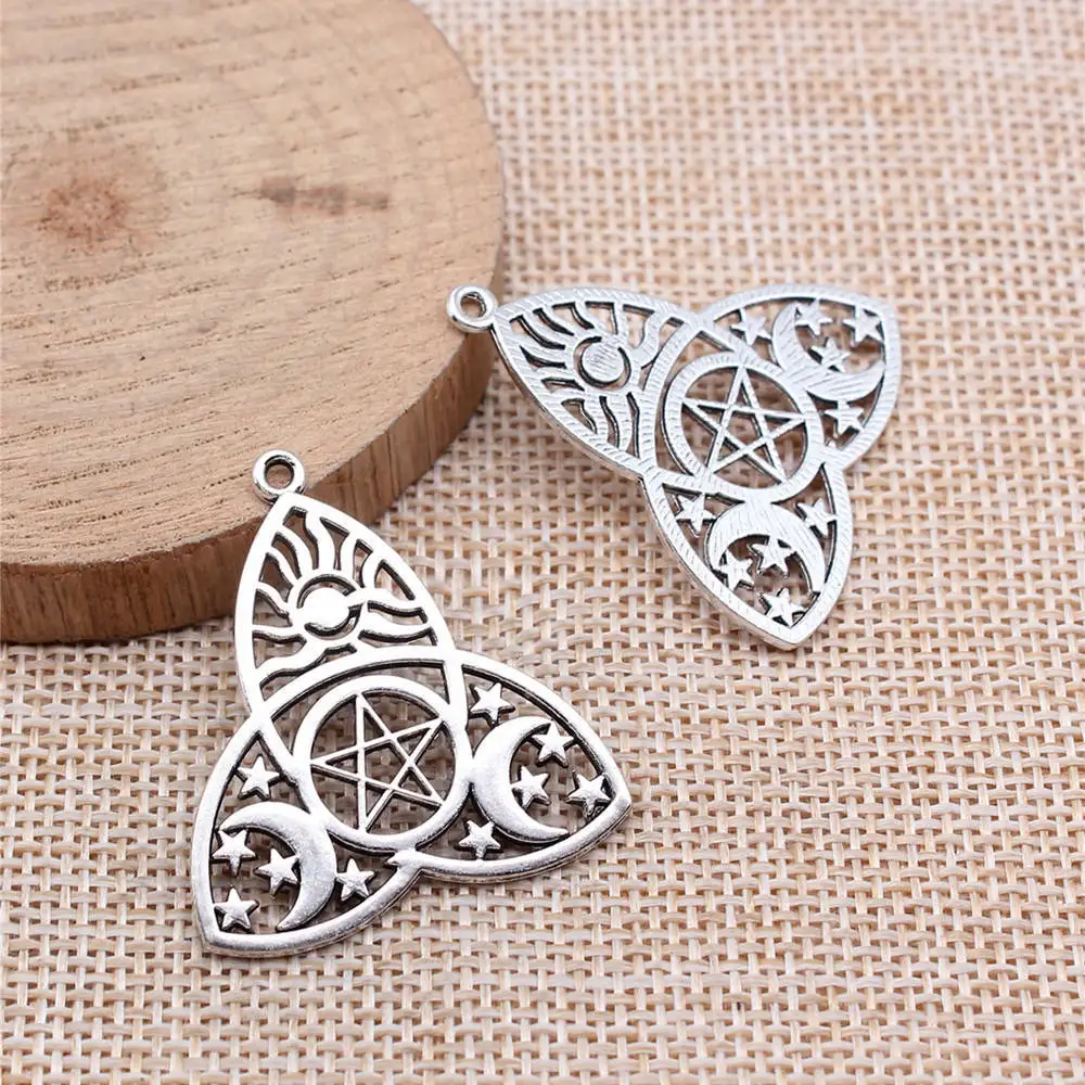 Phone Pendant Moon Star Sun Witchcraft Charms Jewelry Tools 35x32mm 5pcs