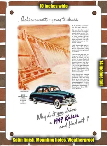 METAL SIGN - 1949 Kaiser De Luxe Sedan - 10x14 Inches