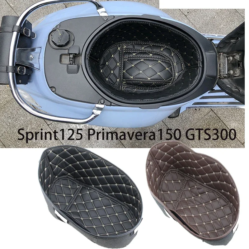 Motorcycle PU Rear Trunk Cargo Liner Protector Seat Bucket Pad for Vespa gts300 Sprint125  Primavera150 GTS 300 accessories