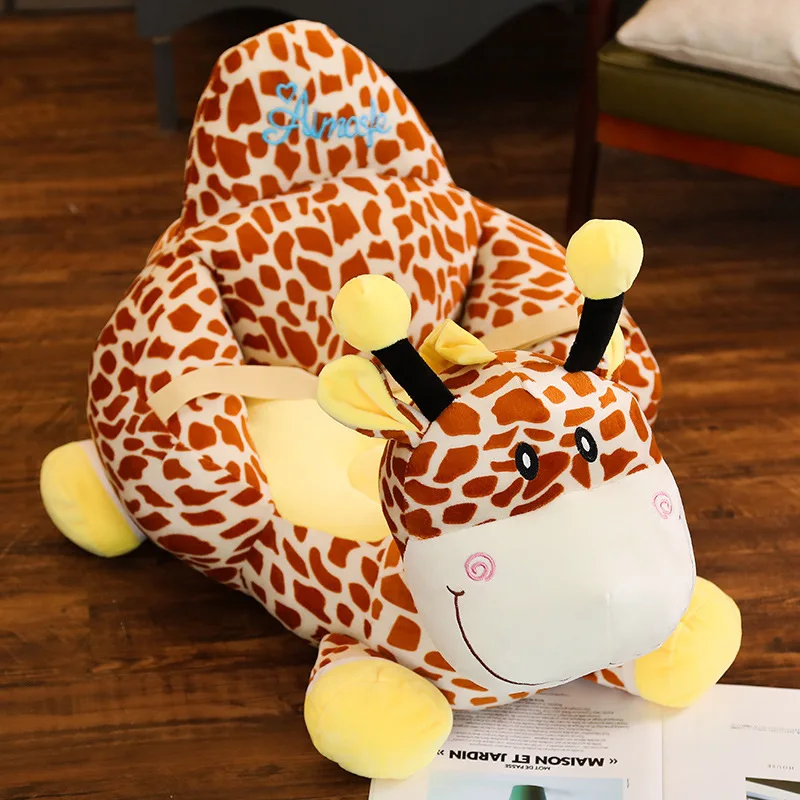 Canapé en Peluche Doux et Lavable pour Bébé et Enfant, Siège Mignon, Animal de Dessin Animé, Girafe, Pouf, Chaise, Peau Bouffante, Confortable