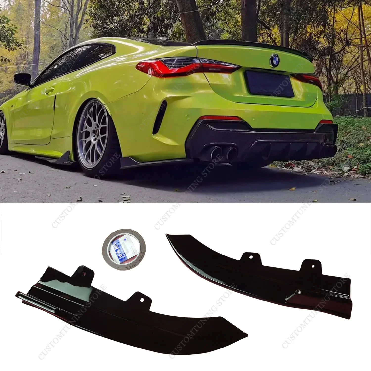 

For BMW G22 G22 M Sport Rear Bumper Side Splitters 430i 430d 430i M440d M440i 2020-2024 2DR Rear Bumper Diffuser Skirts Bodykits