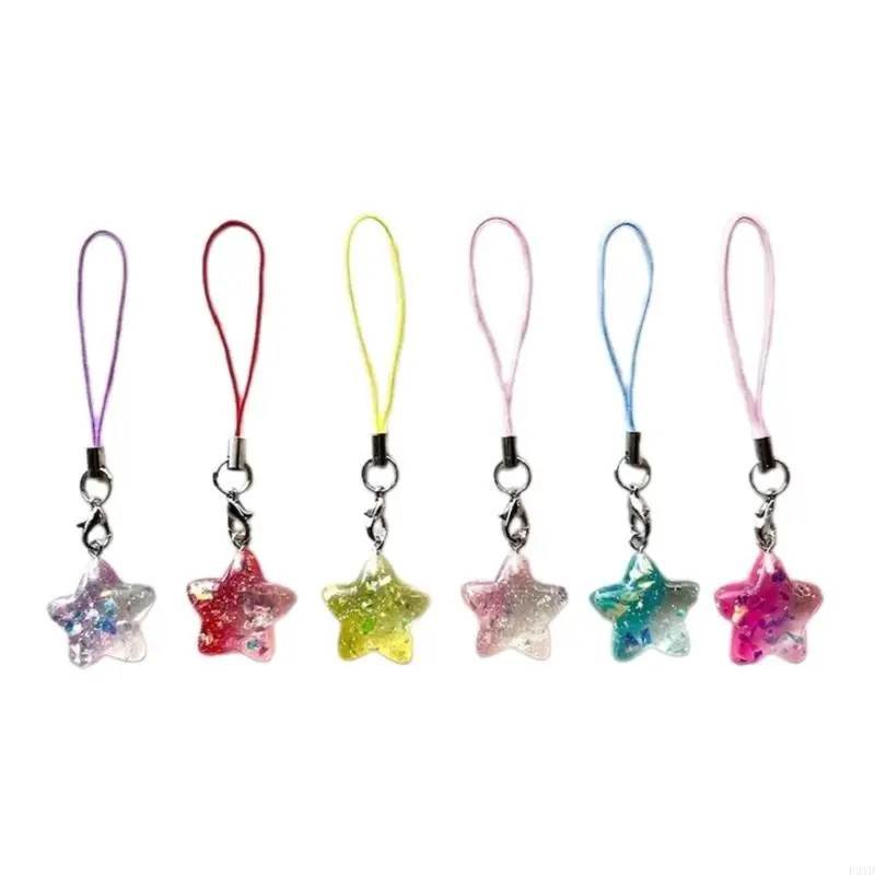 F2TD Five-Pointed Star Crystal Beads Lobster Clasp Pendant Hang Tags Alloy Jewelry Necklace Keychain DIY Accessories