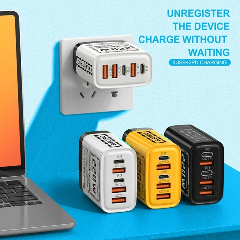 

220W Mech-style 3 USB + Dual Type-C Charger Suitable For Apple And Huawei Mobile Phones With 5V 2A Smart Charging Head 2026 NEW