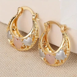 Golden Elegant Love Hoop Earrings for Women's Wedding Party Anniversary Gift
