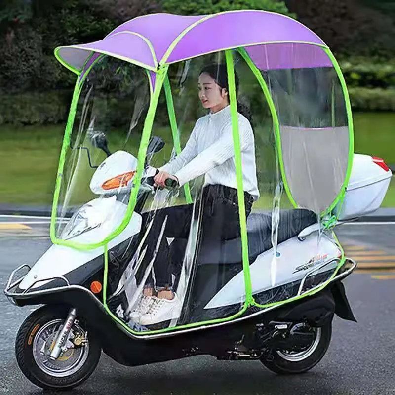 2026 New Full Enclosure Shelter UPF50+ IPX5 Waterproof 600D Oxford Cloth For Electric Bicycle Motorcycle Black