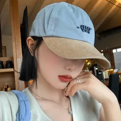 New Cotton Contrast Color Baseball Cap For Women JK Korean Embroidery Peaked Hat Girls Outdoor Sports Snapback Sun Visors Hats