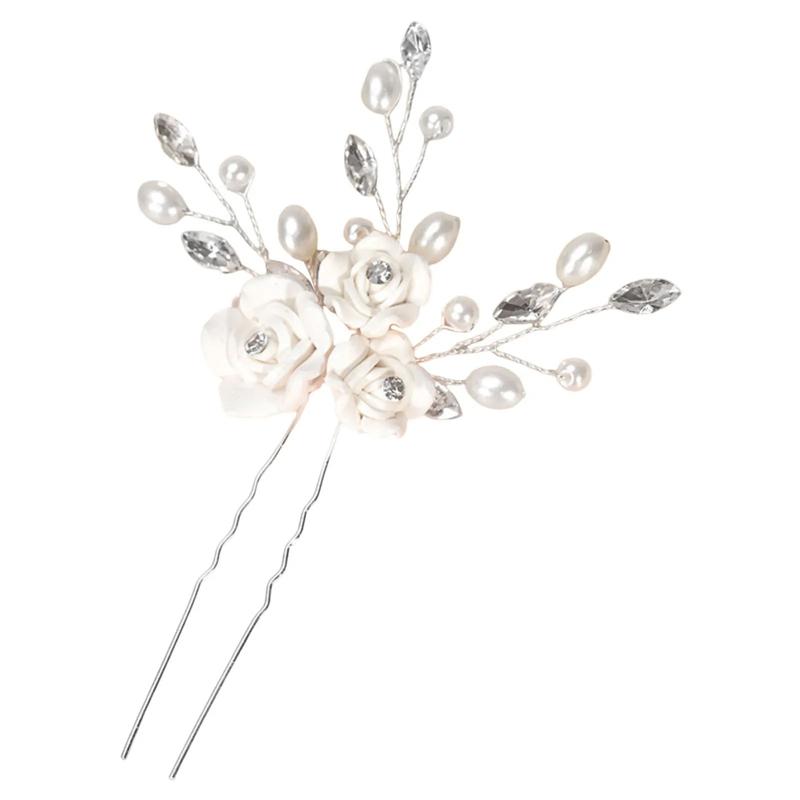 U Shape Hairpin Hair Jewelry Stable Grip Elegant Crystal Pearl Hair Stick for Festival Wedding Party Head Decor