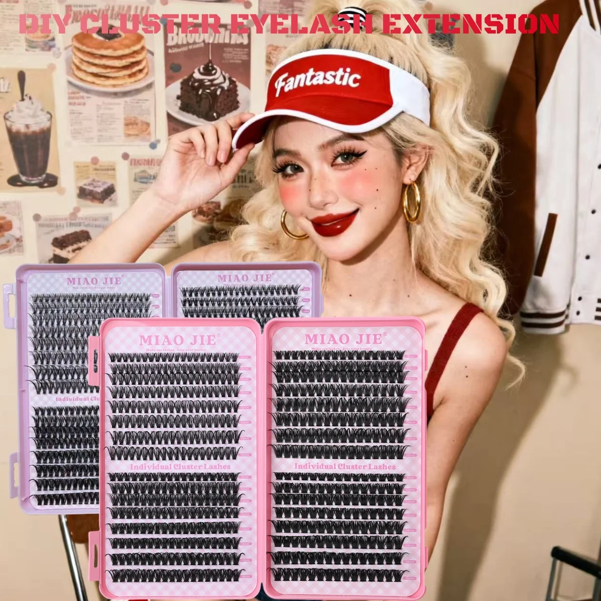 Kit DIY de Cílios Postiços em Cachos - Cílios Individuais Mega D Curl, Estilos Naturais e Olho de Gato, Cílios Postiços Reutilizáveis para Uso Doméstico