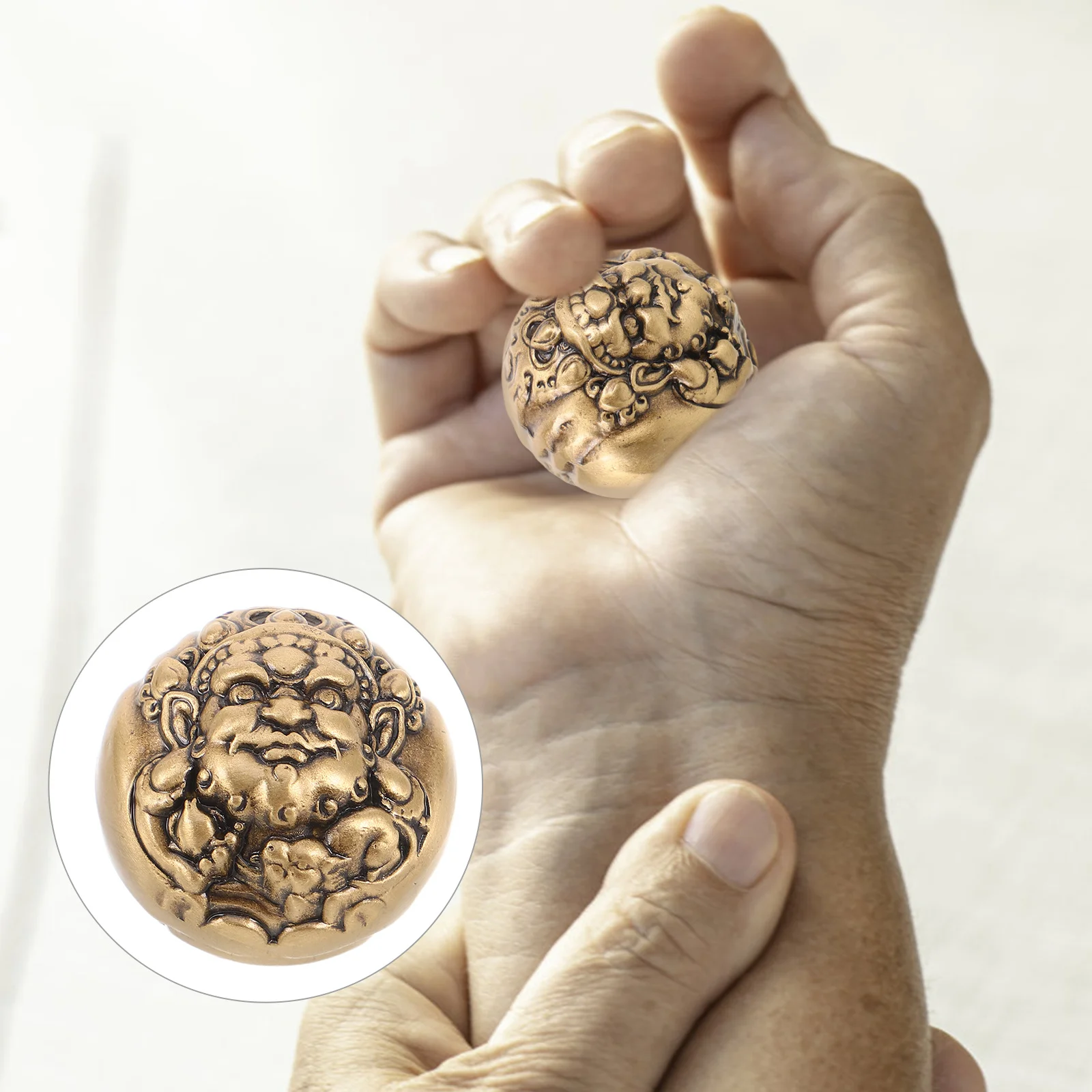 

1Pair Brass Hand Grip Strengthener Traditional Craftsmanship Wrist Exerciser Portable Elderly Rehabilitation Finger Trainer