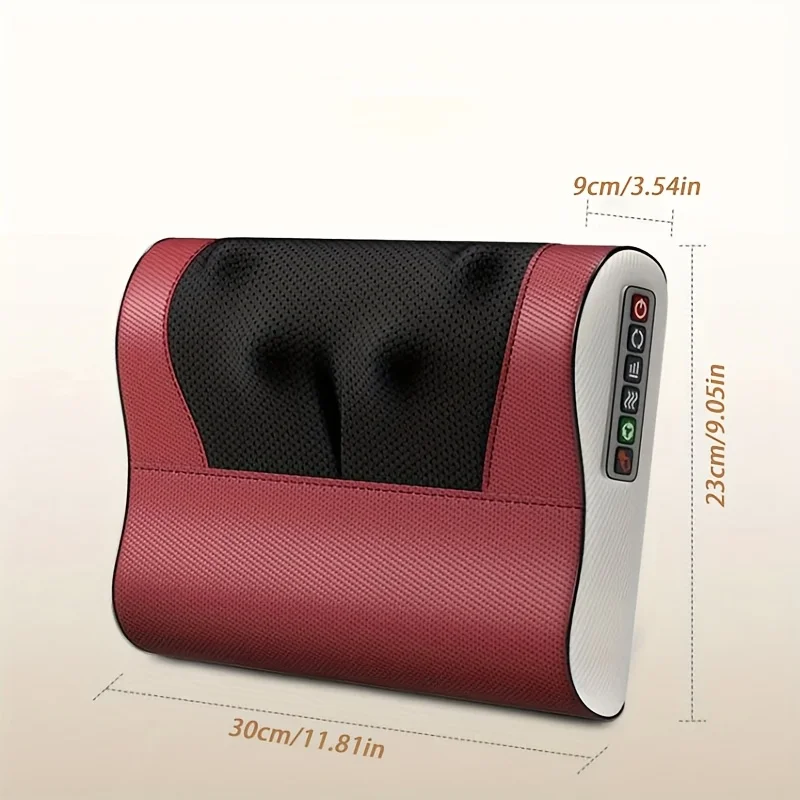 Neck Massager, Massage Pillow with 20 Massage Heads, Kneading and Heating Functions, 6-Button Control Suitable for Shoulders, Neck, Waist, and Back, Multi-Area Massager, Dual Modes for Home and Office Use, Holiday Gift