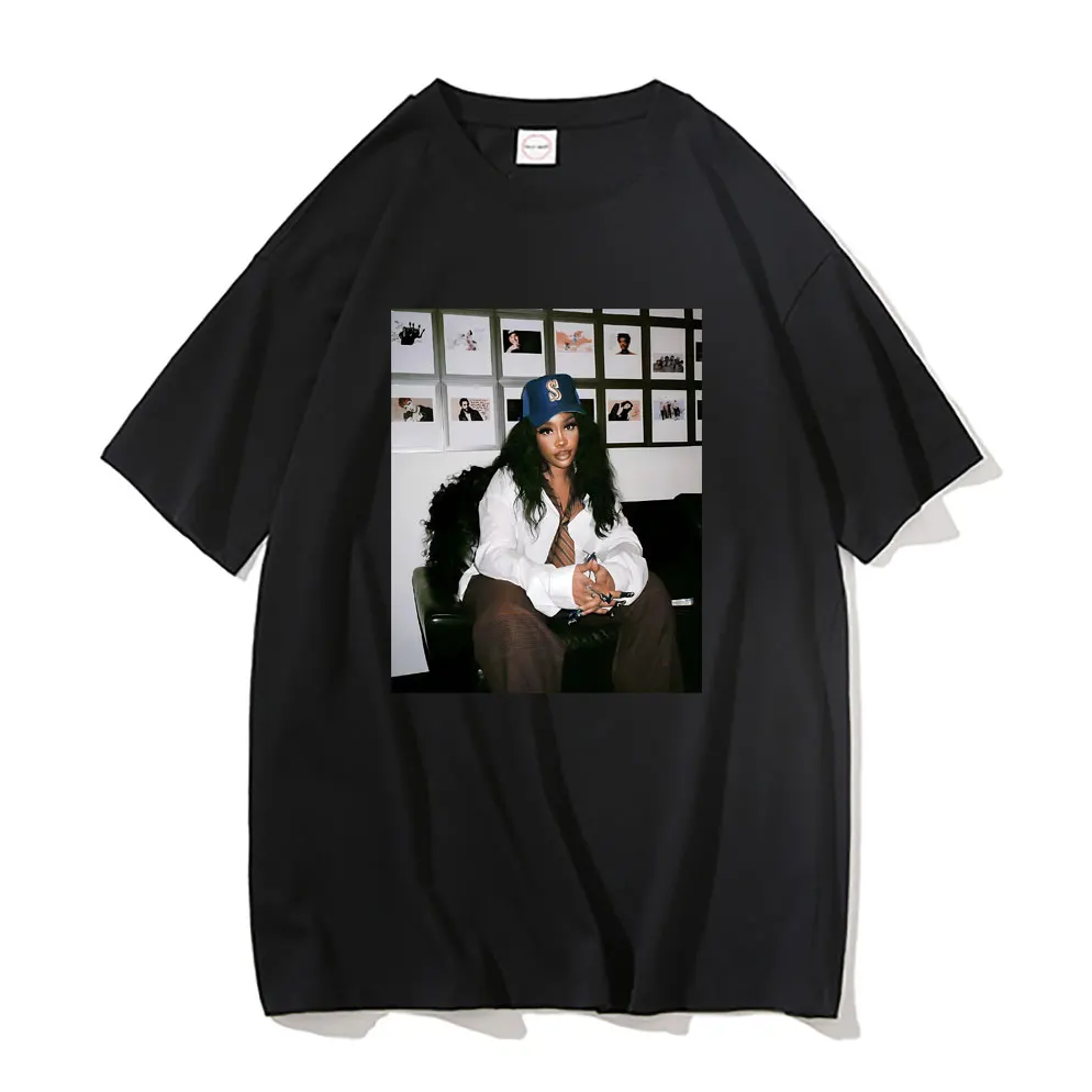 

Rapper SZA Mugshot Graphic Print Tshirt Men Women's Hip Hop Vintage Oversized T-shirts Male Casual Cotton T Shirt Short Sleeve