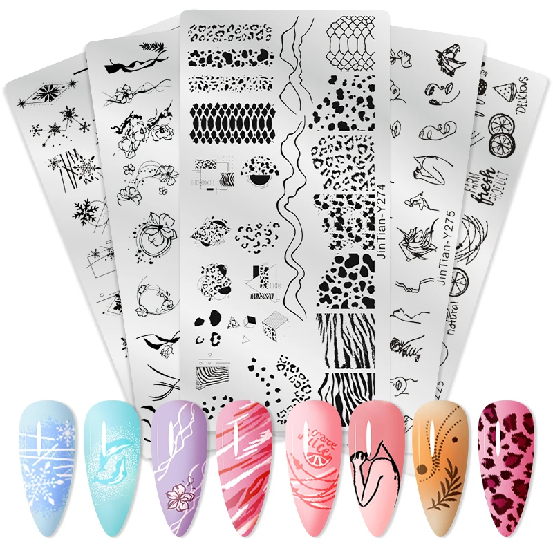 

Flower Leaves Nail Stamping Plates Leaf Floral Butterfly Line Printing Stencil Nail Stamp Templates Nail Art Tools Manicure