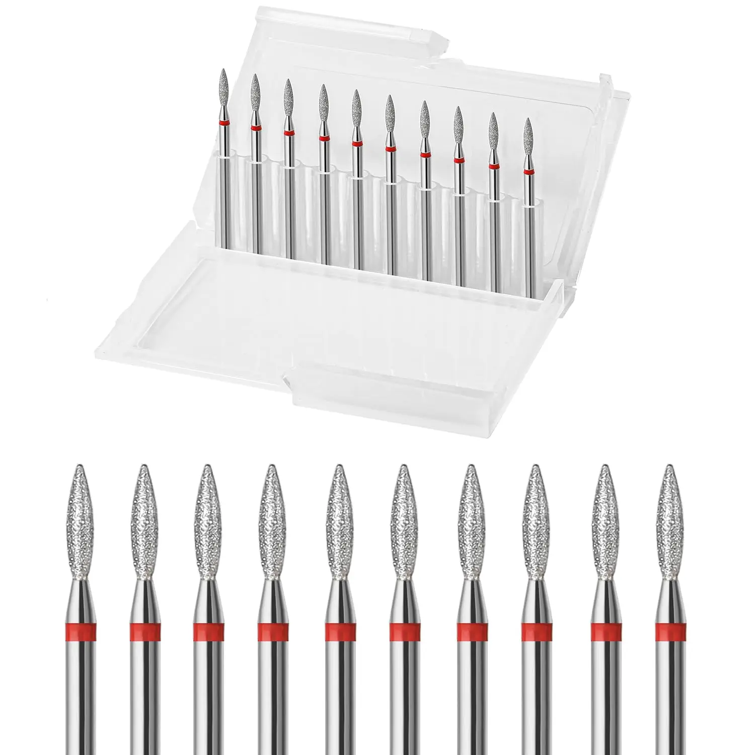 

10pcs Diamond Flame Cuticle Drill Bits Set, Professional Nail Drill Bits for Dead Skin Removal & Manicure Pedicure