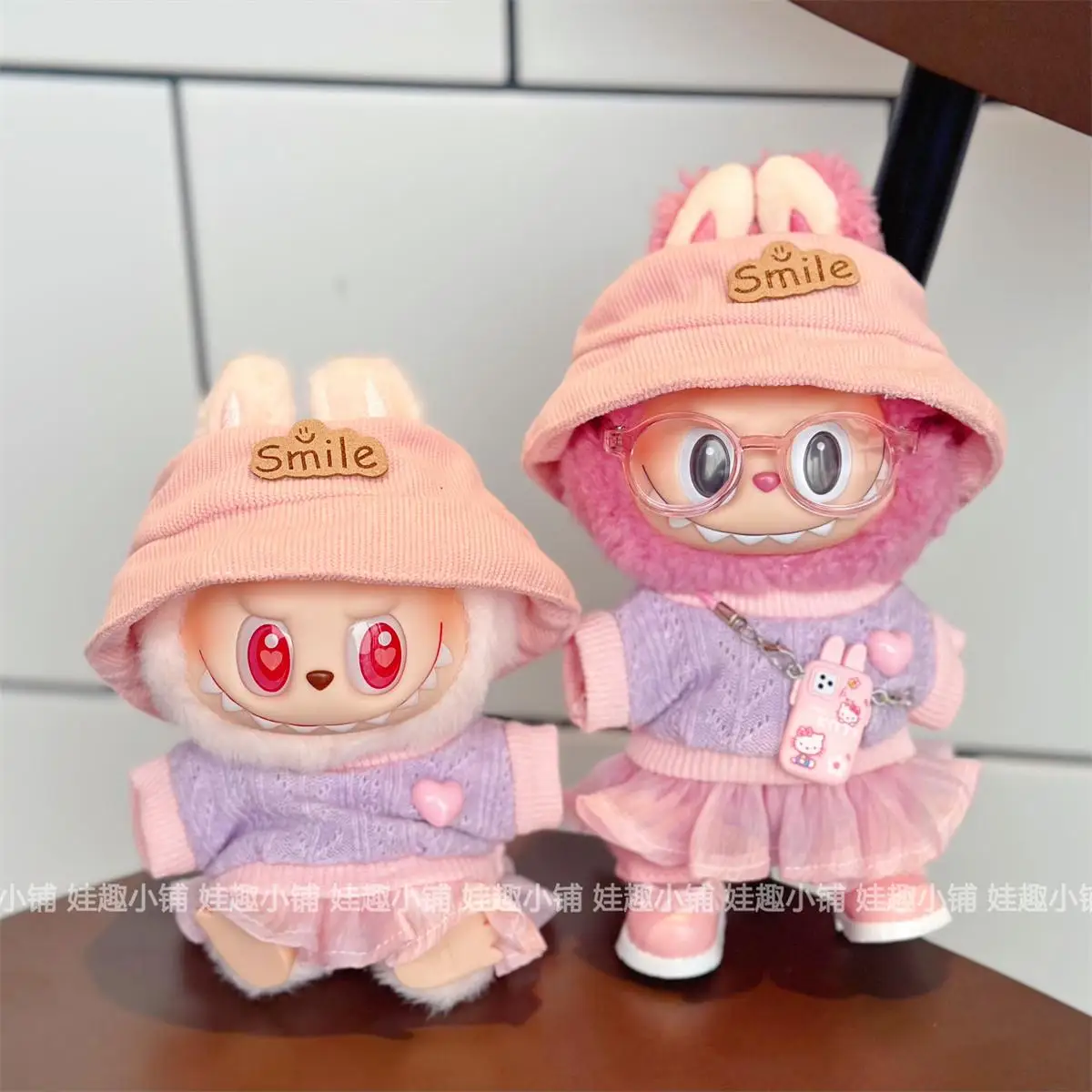 Labubu – vêtements de poupée de première et deuxième génération, pendentif de 17cm, en vinyle, robe de soirée assise, vêtements de poupée mignons, jouet cadeau